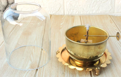 Brass Akhand Adjustable Wick Oil Lamp 0.25 KG